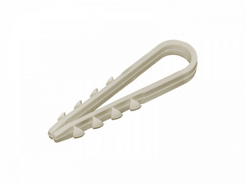 Дюбель хомут для крепления кабеля, белый (100шт), 19х25