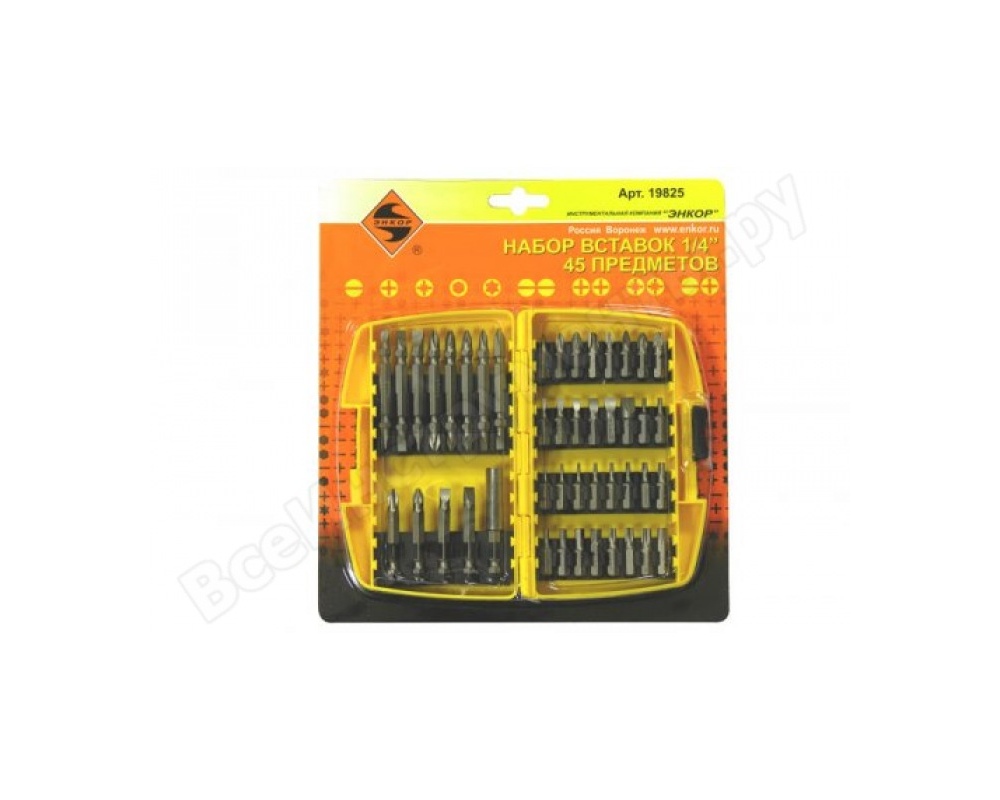 Набор вставок Энкор 1/4" 45шт