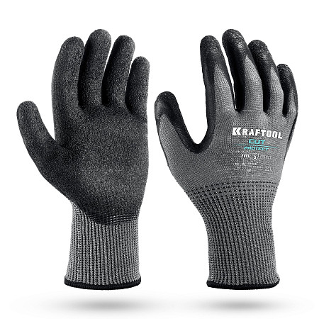 KRAFTOOL CUT PROTECT, XL (10), перчатки с кевларовой нитью для защиты от порезов, с рельефным латексным покрытием (11245-XL)