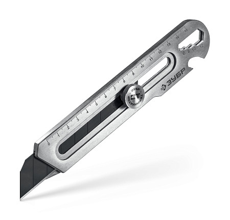 ЗУБР Терминатор-25, 25 мм, цельнометаллический нож с винтовым фиксатором, Профессионал (09186)