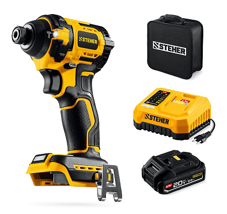 STEHER 20 В, 180 Н·м, 1 АКБ LMS (2 А·ч), бесщеточный ударный винтоверт, сумка (CSB-180-21)