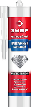 ЗУБР 300 мл, прозрачный, суперсильный монтажный клей (41332)