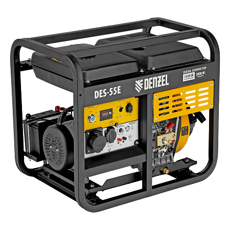 Генератор дизельный DES-55E, 5,5 кВт, 230 В, 11 л, электростартер Denzel
