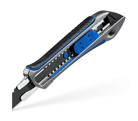 ЗУБР Титан-А, 18 мм, металлический обрезиненный нож с автостопом, Профессионал (09171)