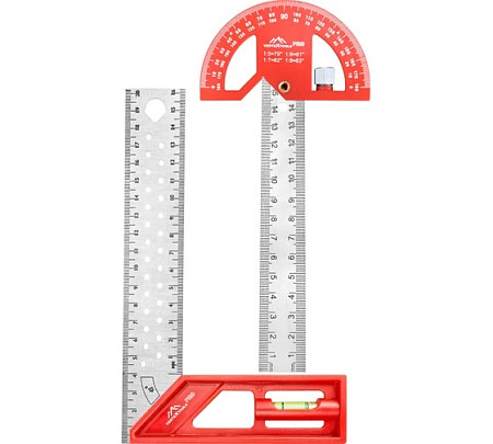 vertextools НАБОР УГОЛЬНИКОВ PROFI ДЛЯ СТОЛЯРНЫХ РАБОТ 2 ПРЕДМЕТА, ЛИНЕЙКА РАЗМЕТОЧНАЯ + УГОЛЬНИК 3046-10