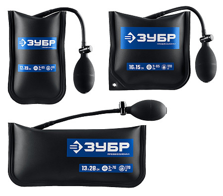 ЗУБР ПНЕВМОПОДУШКА набор 3шт: 12х19, 16х15, 13х28 см, 170кг, в чехле, универсальный пневмоклин/ монтажная подушка/ пневмодомкрат (37556-H3)