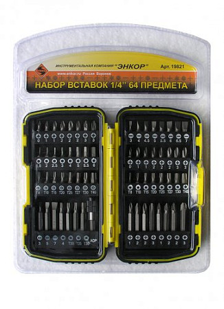 Набор вставок Энкор 1/4" 64шт