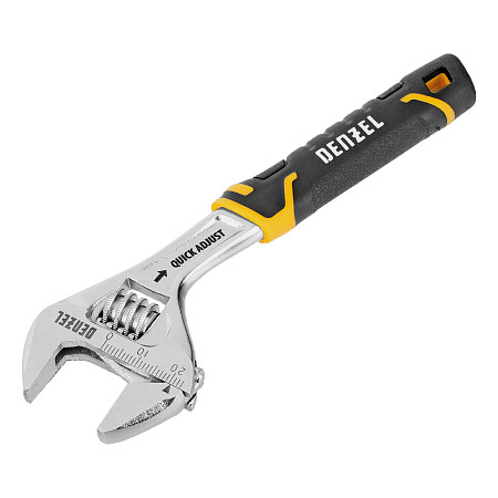 Ключ разводной, 150 мм (раскрытие до 23 мм), CrV, с быстрым сбросом, кованый, TPR рукоятка Denzel