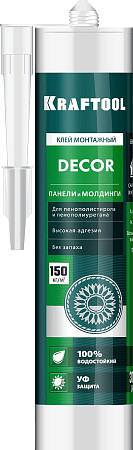 KRAFTOOL DÉCOR, 310 мл, белый, монтажный клей для молдингов (41349)