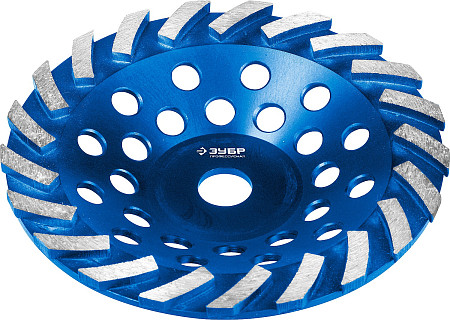 ЗУБР Турбо, d 180 мм, сегментированная алмазная шлифовальная чашка, Профессионал (33370-180)
