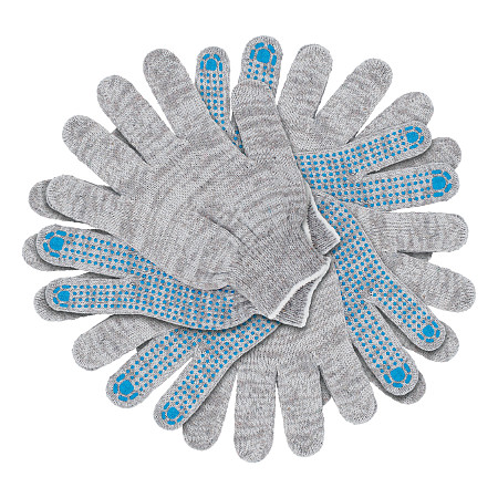 Перчатки трикотажные, х/б, 200 пар, ПВХ точка, 4 нити, 10 класс Сибртех