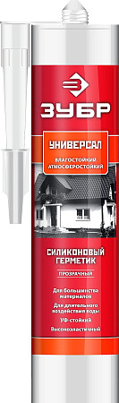 ЗУБР 280 мл, прозрачный, универсальный силиконовый герметик (41233-2)