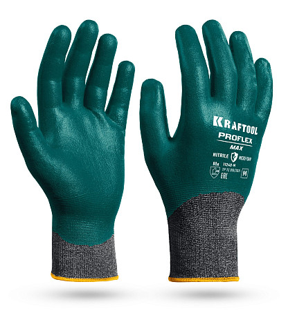 KRAFTOOL ProFlex Max, M (8), полный облив, эластичные перчатки, вспененное нитриловое покрытие, 15 класс (11240-M)